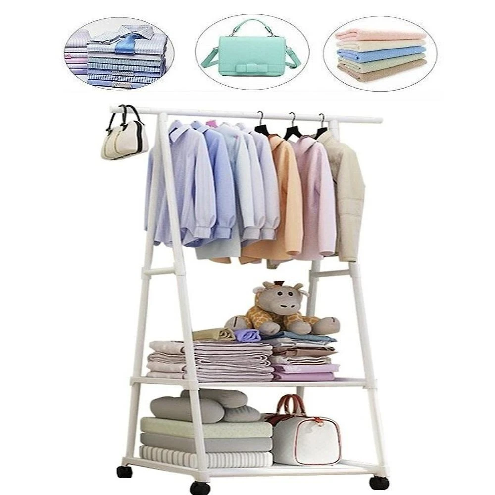 Estante Organizadora Multiuso Sapateira e Armário Portátil - Arara de Roupas com 2 Prateleiras