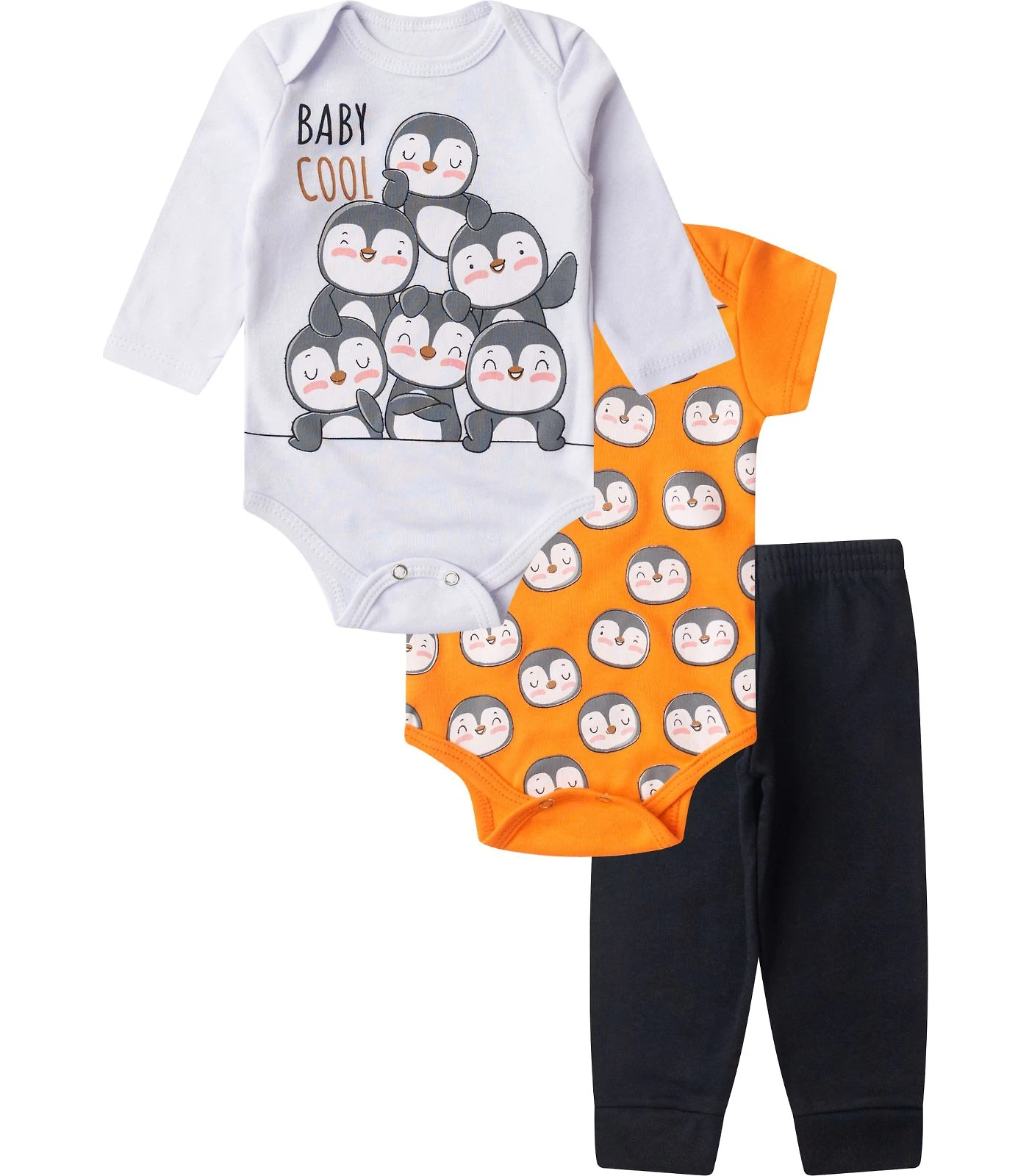 Kit Body Infantil Longo 3 Peças Kappes Laranja