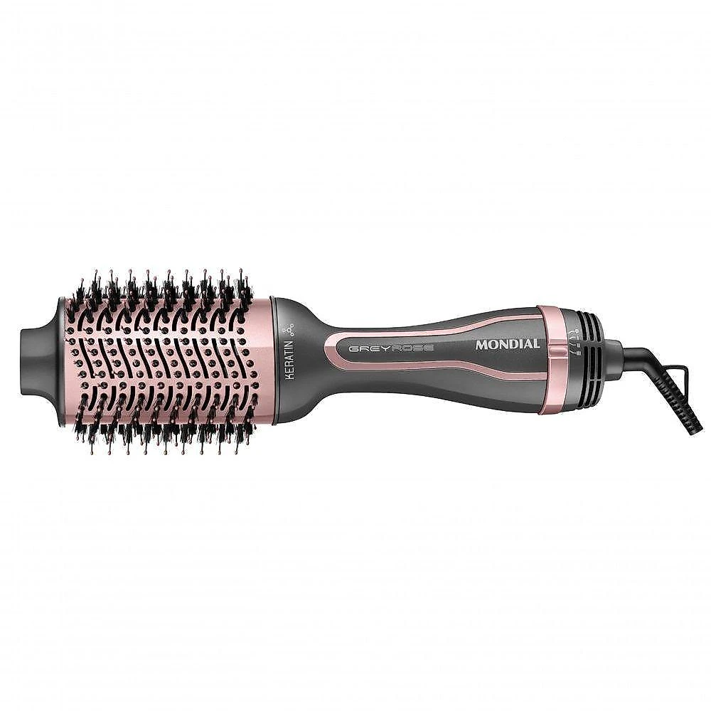 Escova secadora keratin es-11-bi 1200w cerâmica com queratina mondial bivolt