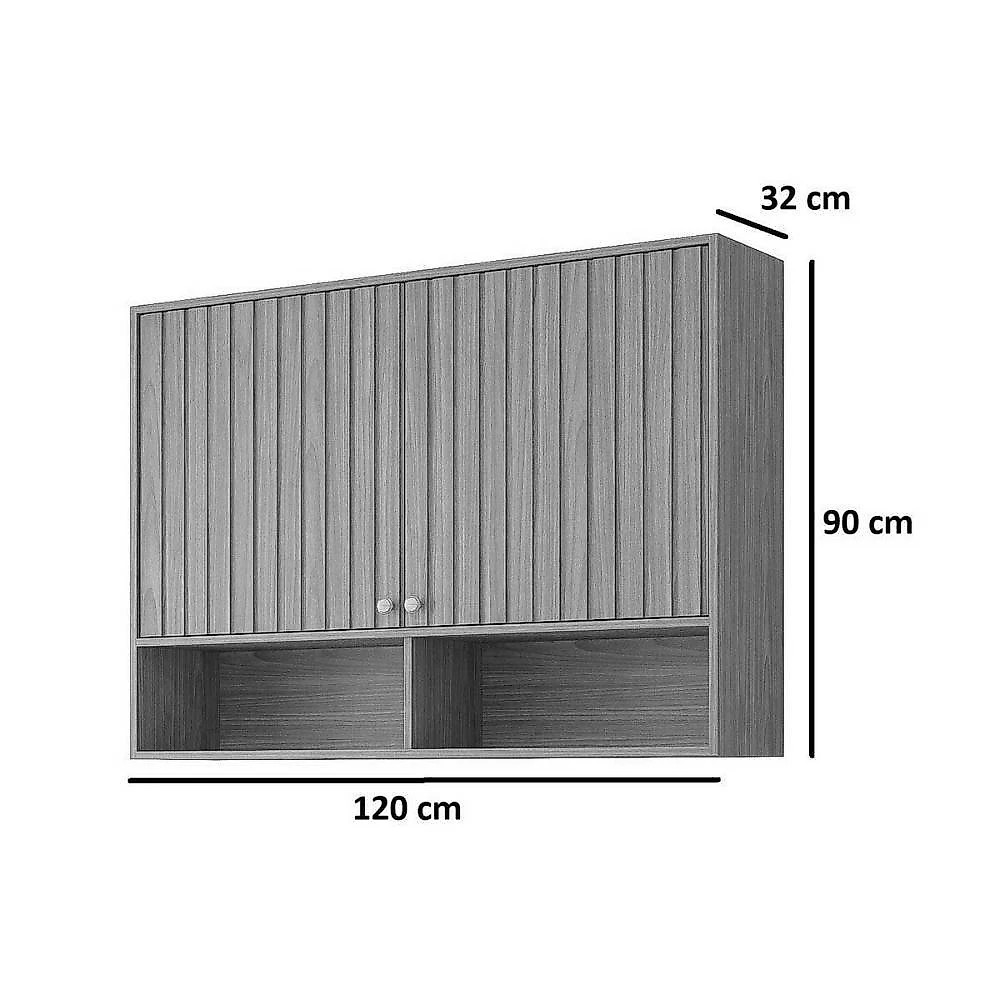 Cozinha Modulada Divina 6 Portas 2 Gavetas MDF 120CM Cinamomo e Titanium MGM