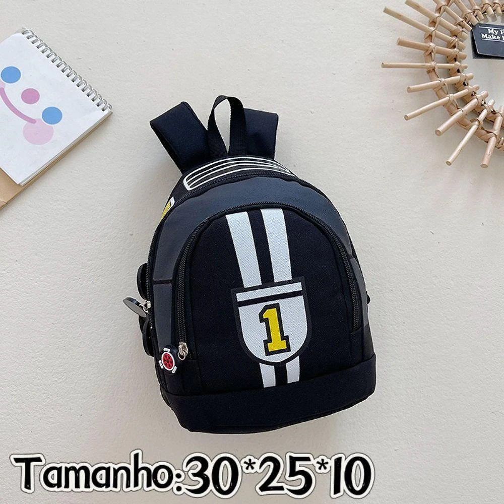 Mochila Escolar Infantil OEM Race Car 037 com Tecido Respirável e Alças Ajustáveis para Menino Preto
