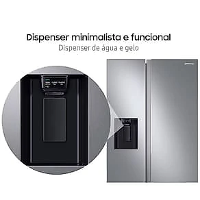 Geladeira Samsung Side by Side RS60 628 Litros com Dispenser de Água e Gelo Inox 110V