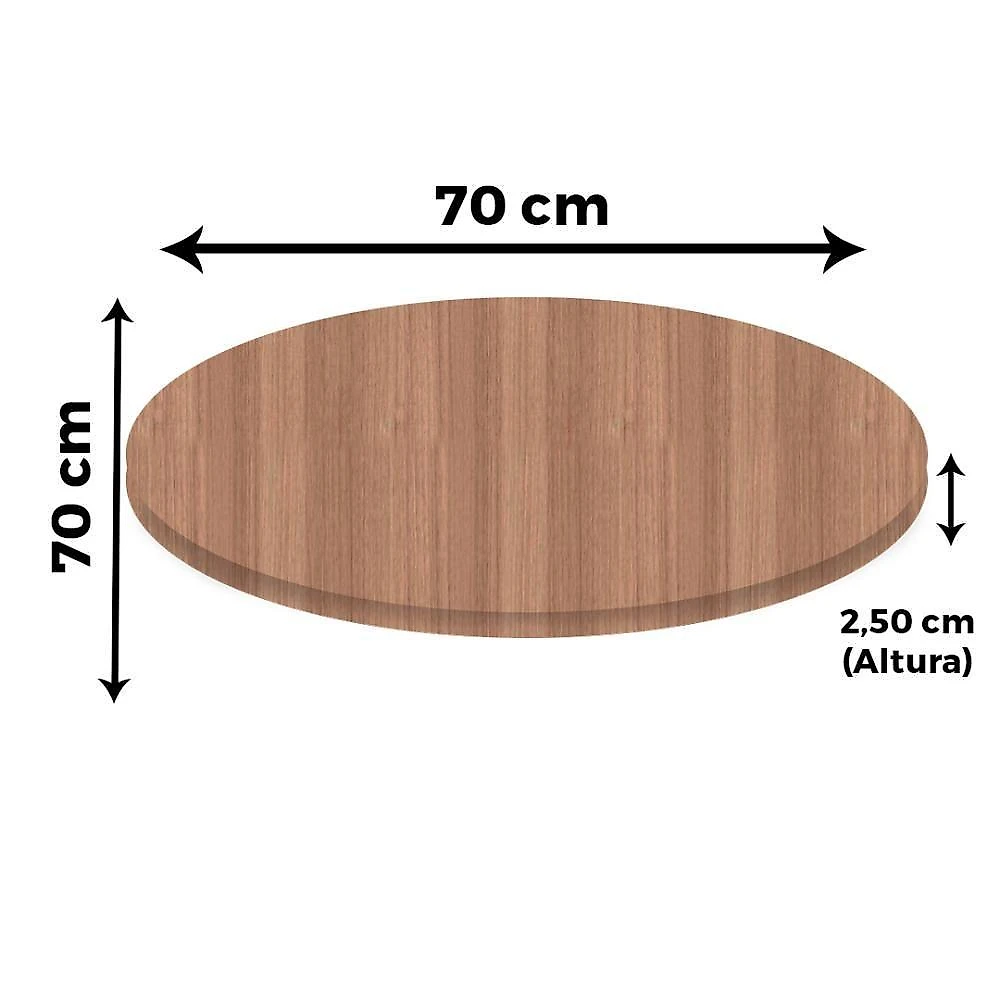 Base De Mesa Apus Em Ferro Preto 75 Cm (alt) Tampo Mdp Redondo Noce Nat 70cm (larg) X 2,5 Cm (alt)