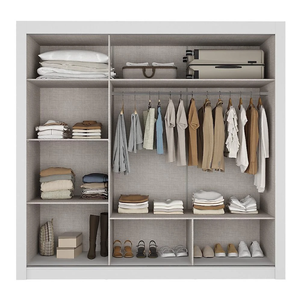 Miniatura Guarda-Roupa Casal Multimóveis Barcelona 3 Portas de Correr com Espelho CR35402 Branco