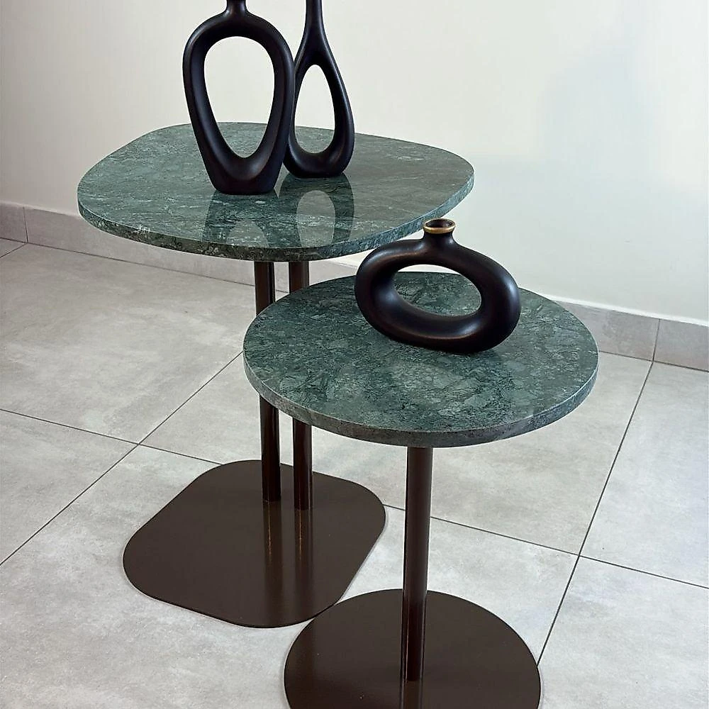 Conjunto de Mesas Atria Quadrado Vidro Alumínio 51CM Marrom webcontinental-7898757988800