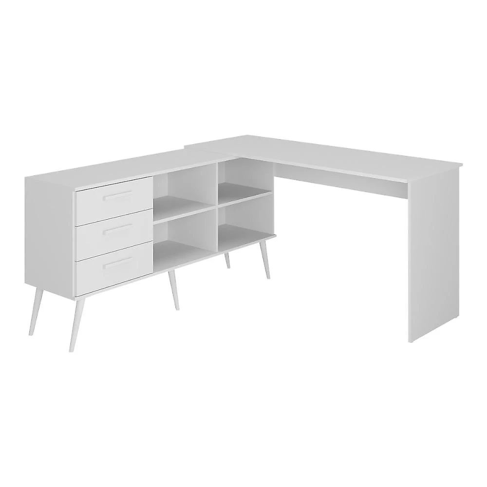 Mesa Profissional para Manicure em L com 3 Gavetas Jady Multimóveis MP6043 Branco