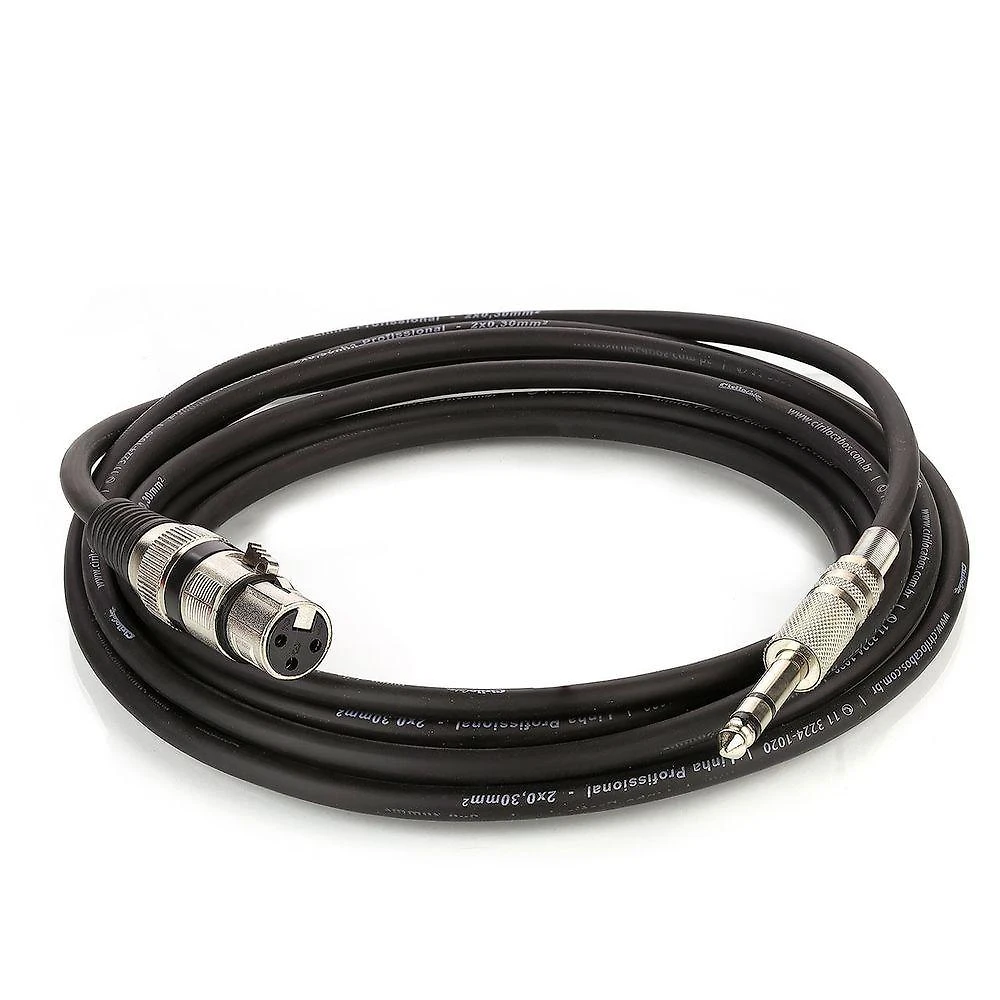 Cabo De Microfone Xlr Para P10 Estereo - Preto - 40 Metros