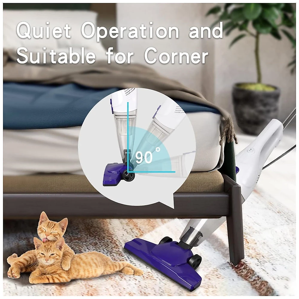 Aspirador de Pó com Fio Intercleaner: Potência de Sucção de 15 KPa, 400 W, 12 em 1, Leve e Sem Saco, Portátil, Ultrassilencioso para Pisos - 120 cm.