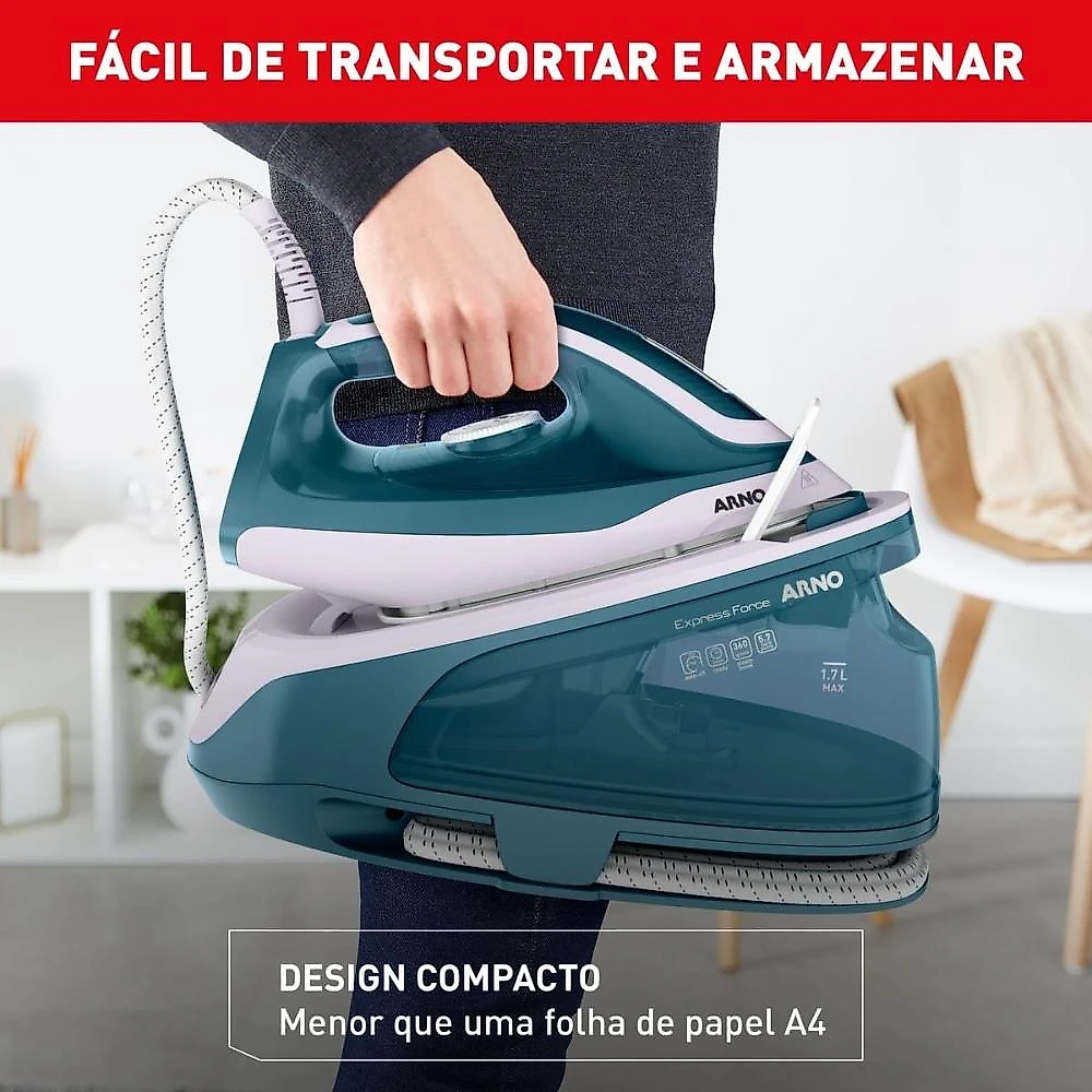Ferro com estação de vapor arno express force 1700w 5,7 bars azul 110