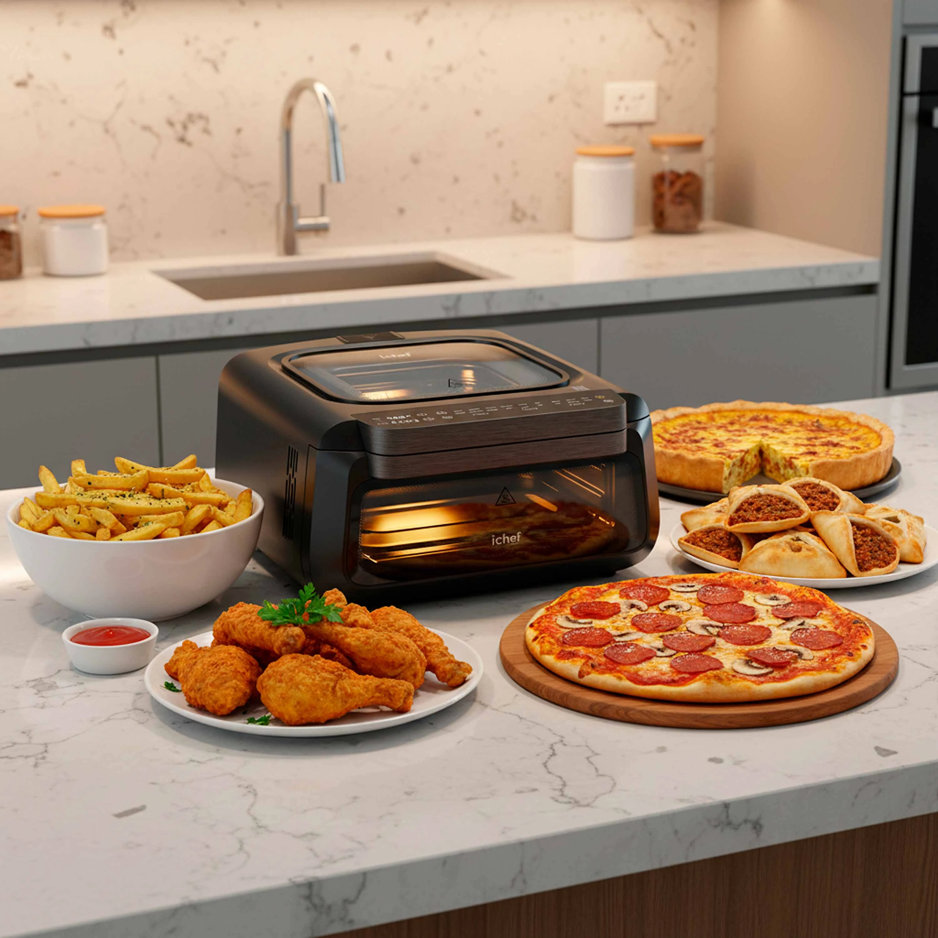 3 em 1 - Master Kitchen ichef – Airfryer, forno e pizza | 127V