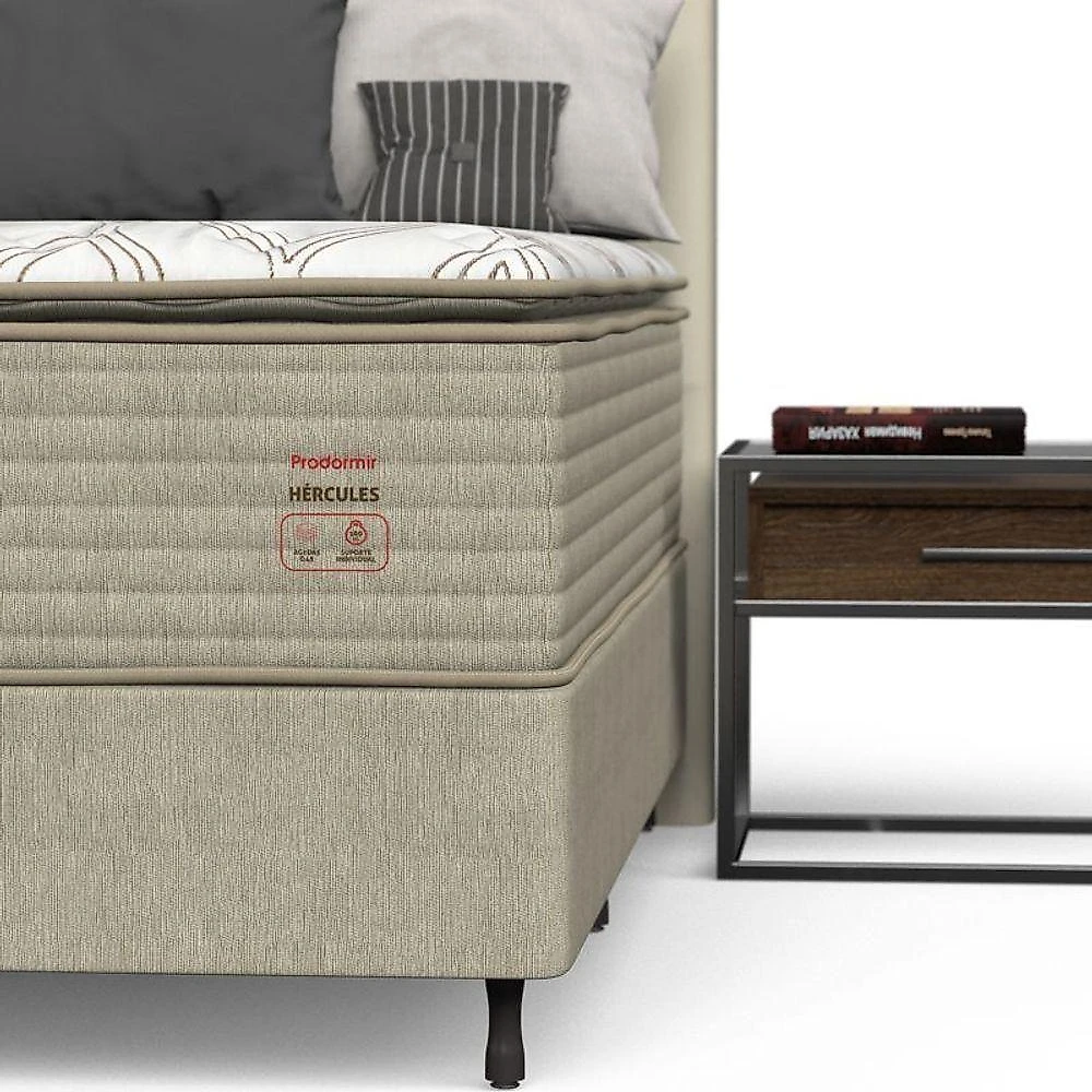 Conjunto Box Solteiro Mola Prodormir Hercules New Marrom