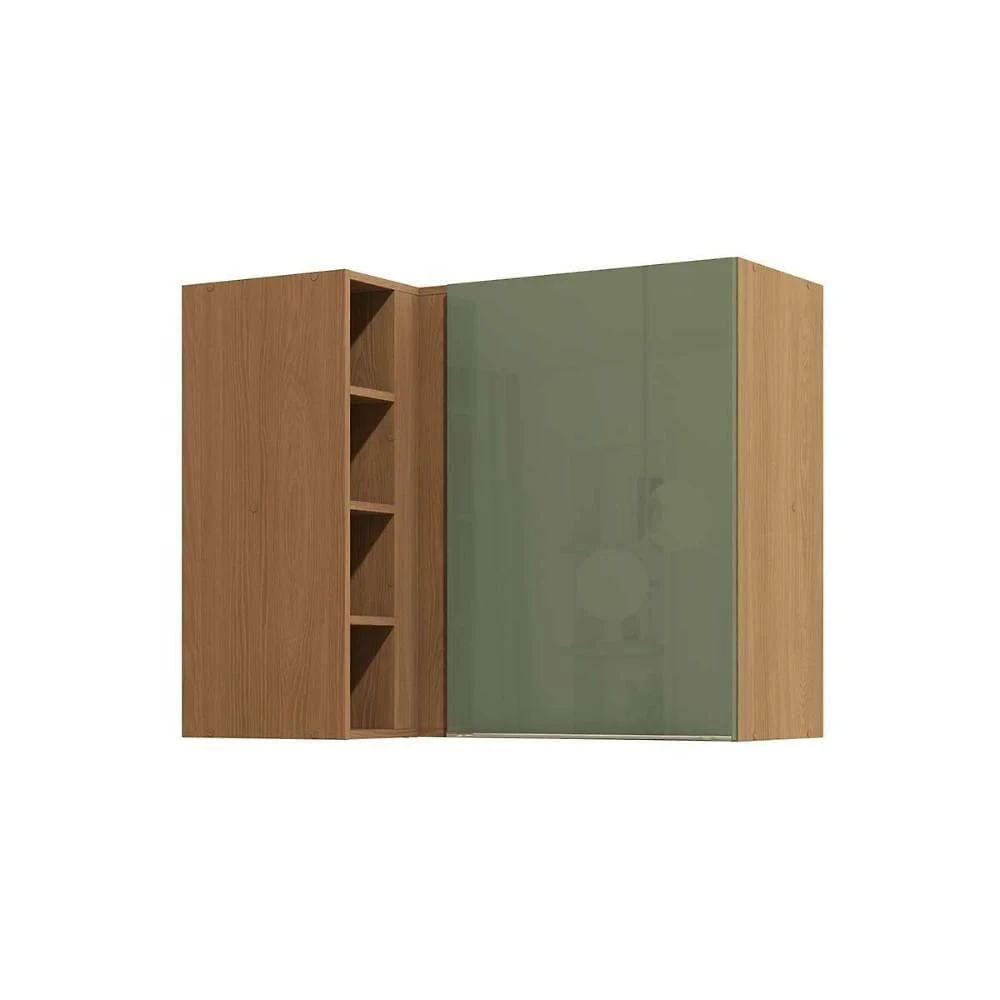 Armário Aéreo Cozinha Vibra 98CM 1 Porta MDF-MDP Bater Canela e Verde Pistache Kappesberg