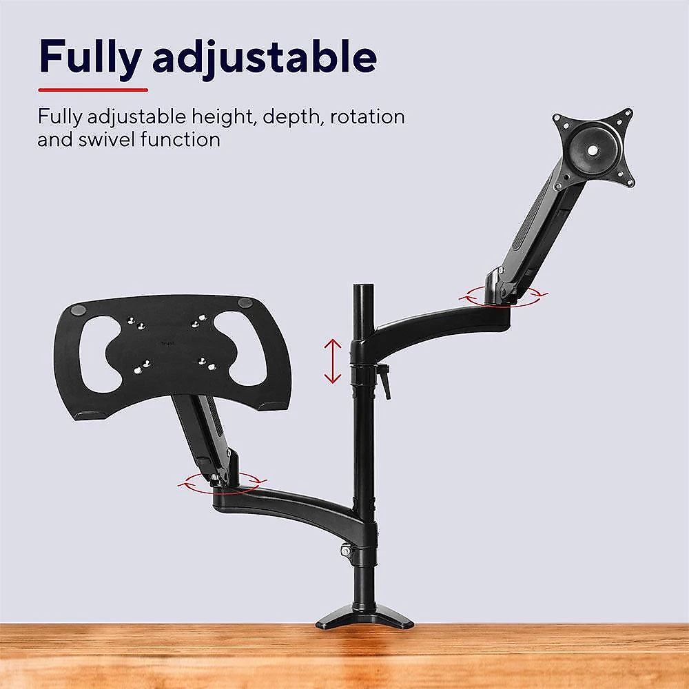 Suporte para Monitor e Laptop Até 32" Trust, Braço Duplo, Ergonômico, Preto - 25337
