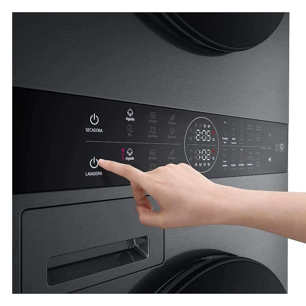 Lava e Seca Torre WashTower 14kg Black Inox 127V