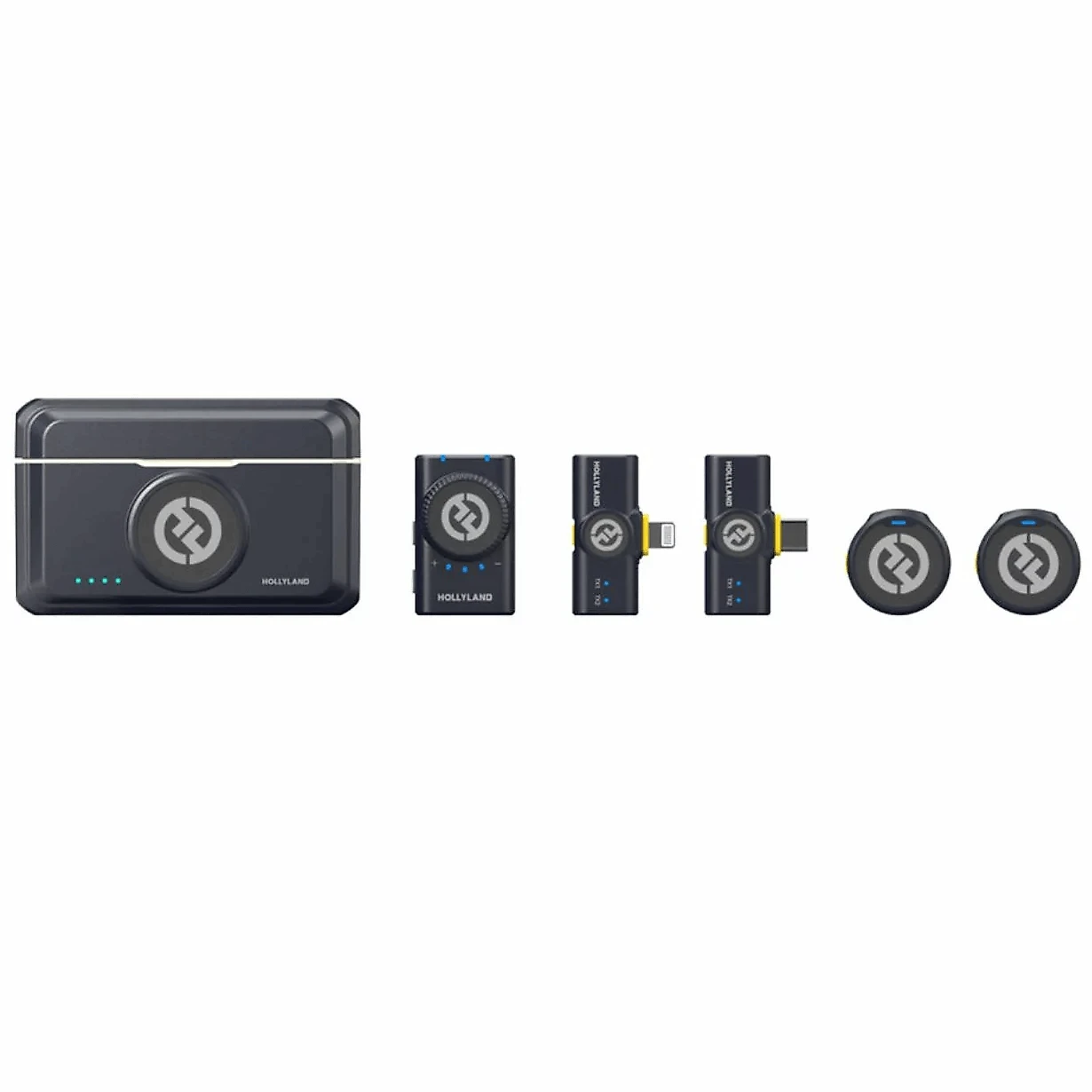 Sistema Microfone Lapela Duplo Hollyland Lark M2 Combo Wireless para Câmeras e SmartPhones