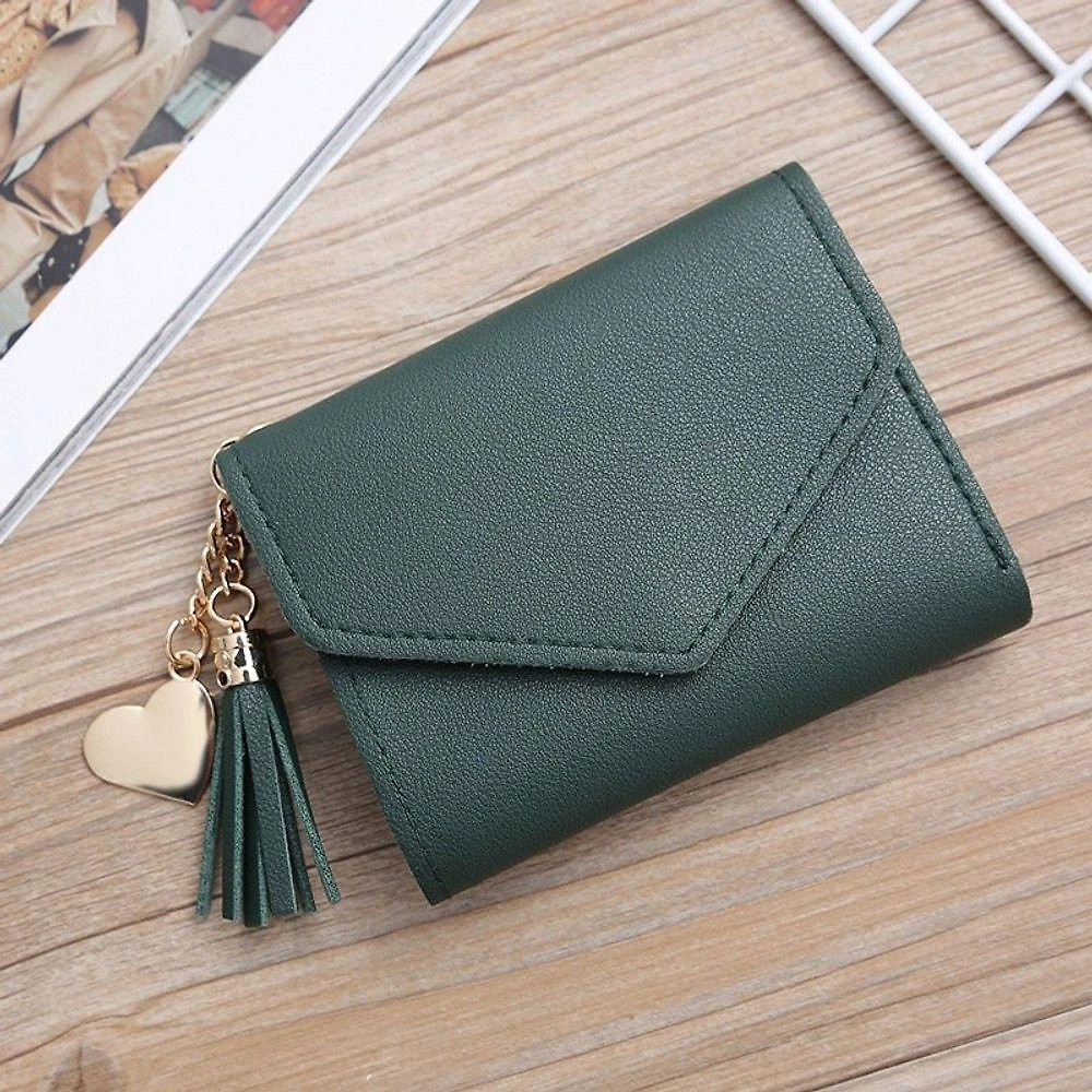 Carteira Feminina OEM Porta Cartões em Couro Sintético 12cm X 10,05cm Verde Escuro