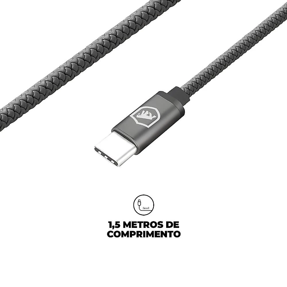 Carregador Turbo Duplo Tipo C + 2UN Cabo Symetric - Tipo C / Tipo C - 1,5M - Gshield
