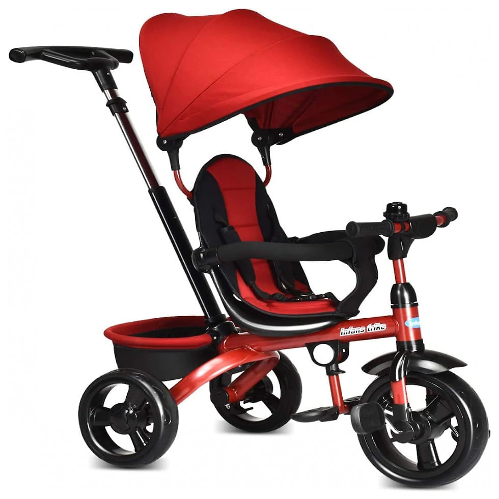 Triciclo Infantil para Passeio INFANS com Assento Ajustável 4 Estágios, Idade Recomendada 9 Meses a 5 Anos, Vermelho
