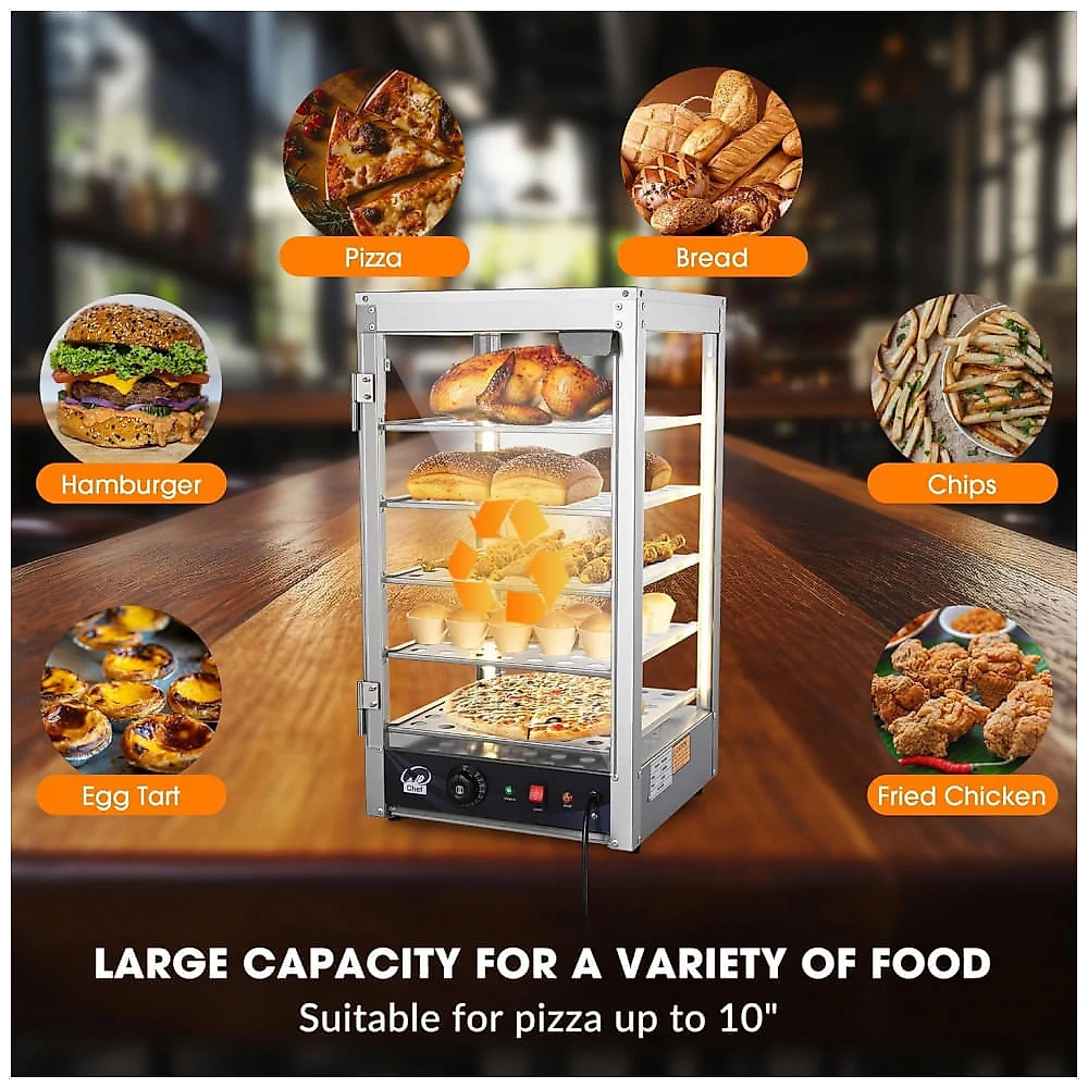 Expositor Aquecedor de Alimentos WeChef 5 Andares Prata 600W 110V para Pizza e Catering Comercial