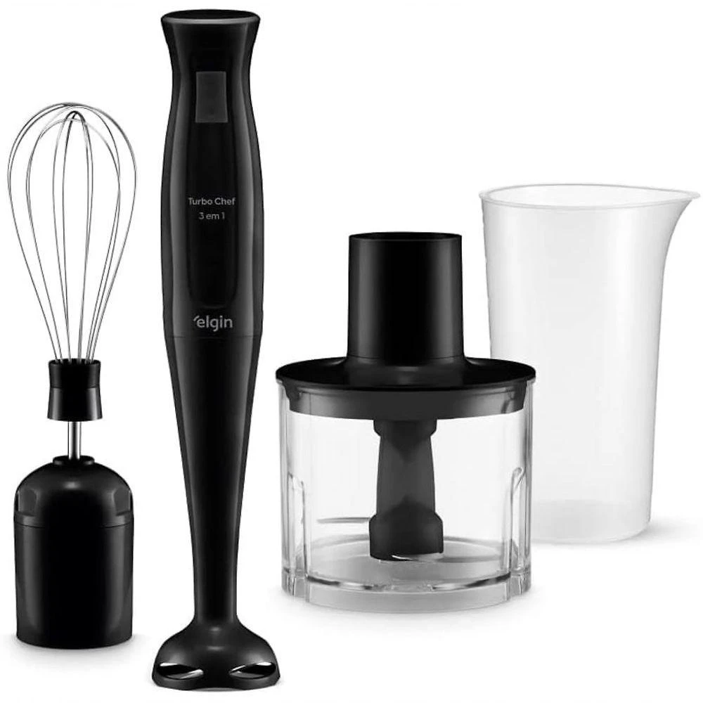 Mixer Vertical Turbo Chef 3 em 1 com Triturador e Batedor Preto Elgin 200W 110V