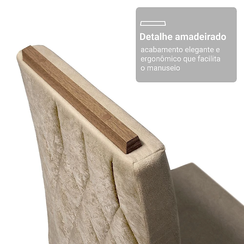 Conjunto Sala de Jantar Tampo de Vidro 4 Cadeiras Rustic/Crema/Imperial Sálvia Madesa