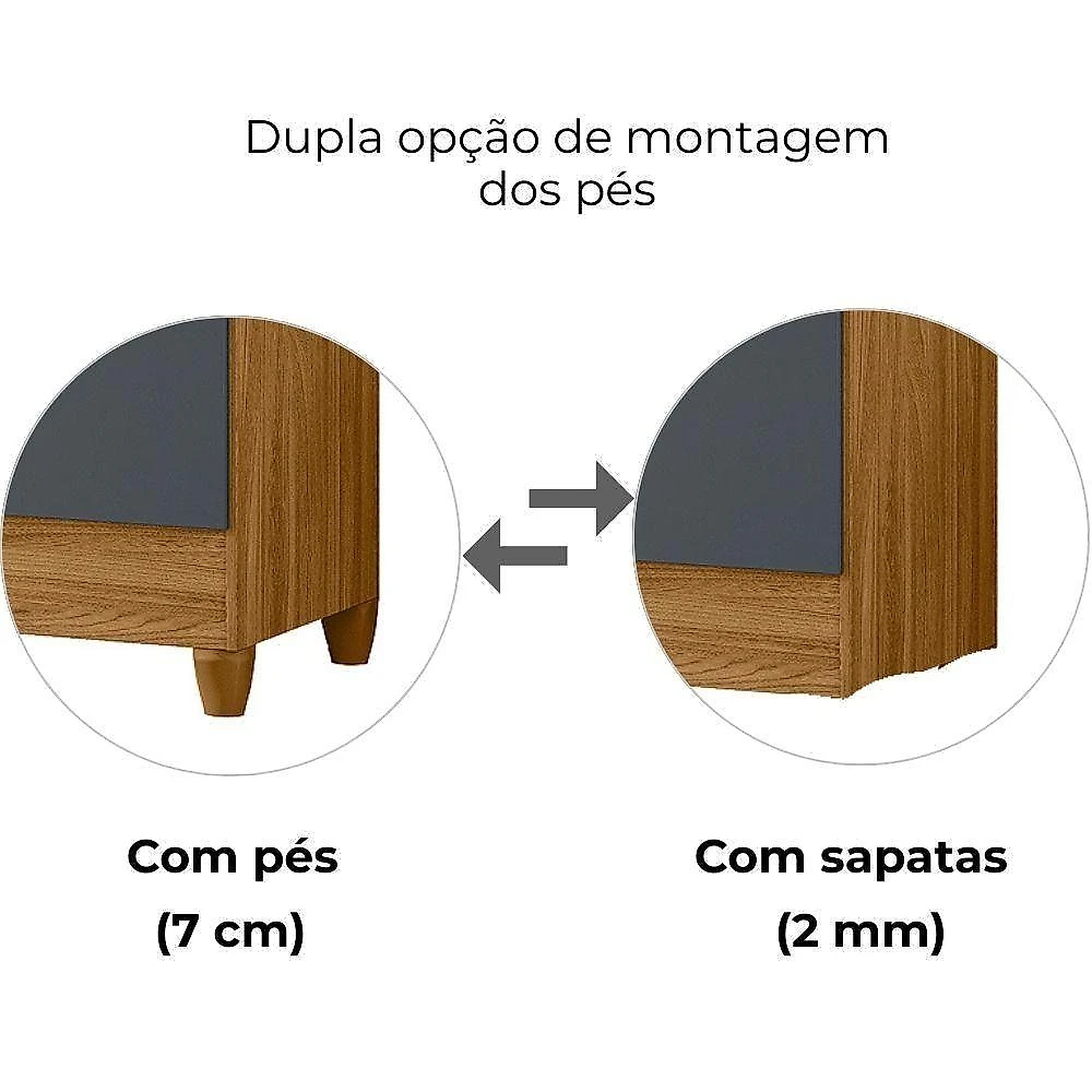 Guarda Roupa Casal 3p Espelho 164 Cm Bolivia Freijo Cinza Moval