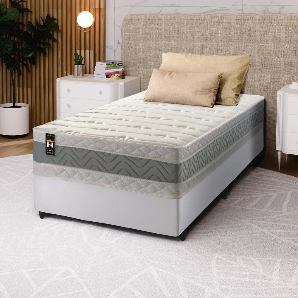 Cama Box Espuma Oxford Solteirão 96x203 Branco King House