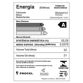 Forno de Micro-ondas Consul CMS46AR com Função Menu Fácil 32L - Prata 110V