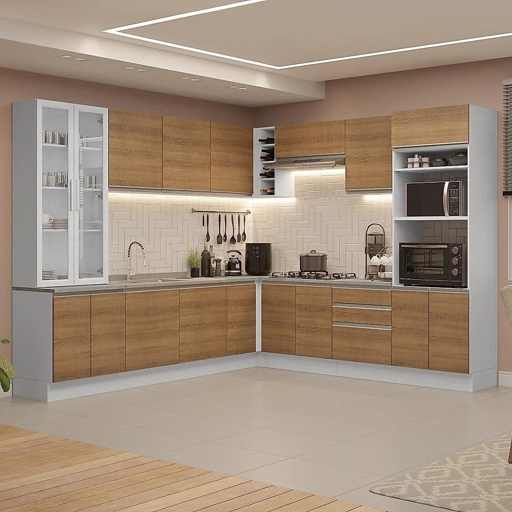 Armário de cozinha completa 549cm glamy madesa 01 branco
