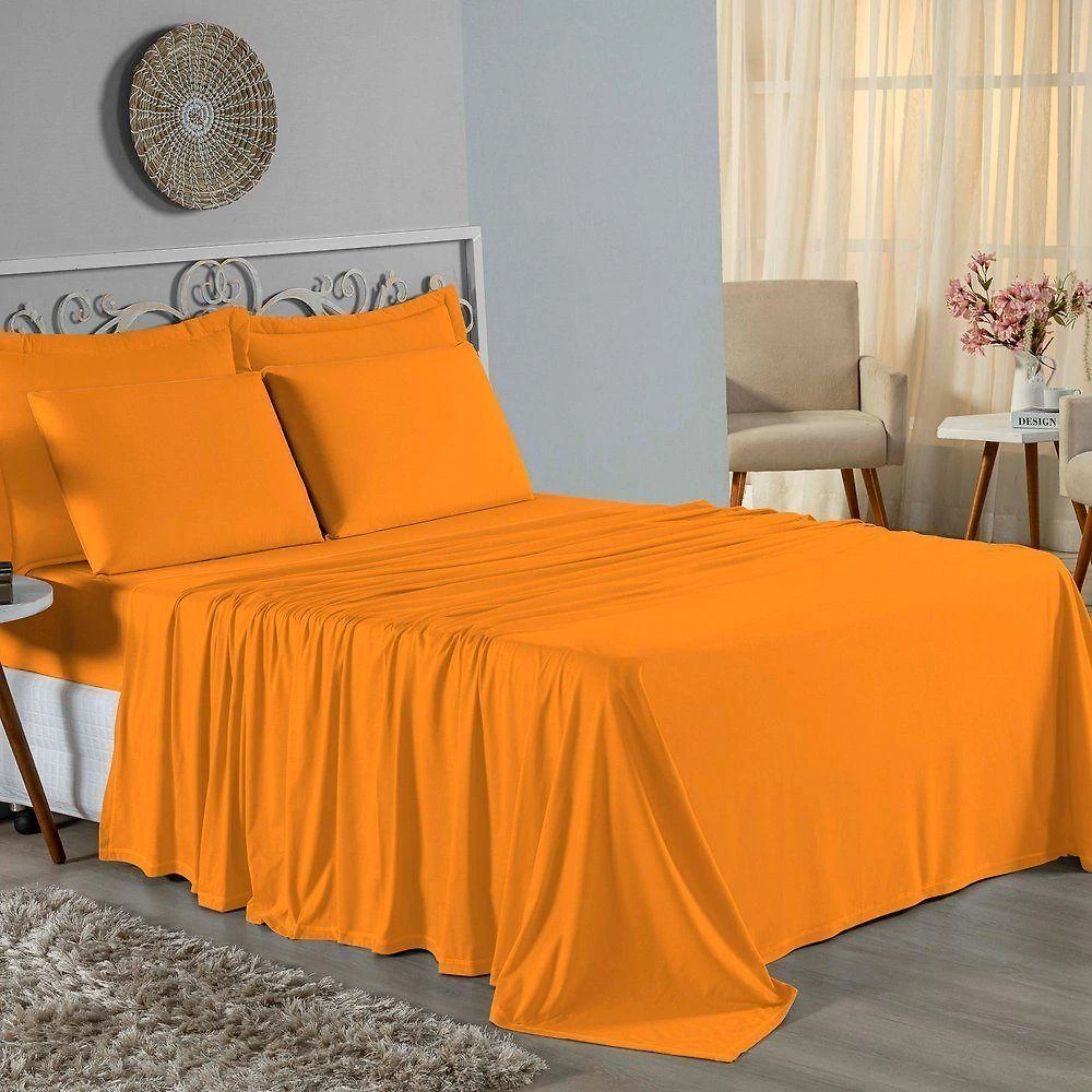 Lençol De Cima Casal Nobre 1 Peça 2,40m X 2,20m Malha 100% Algodão - Laranja
