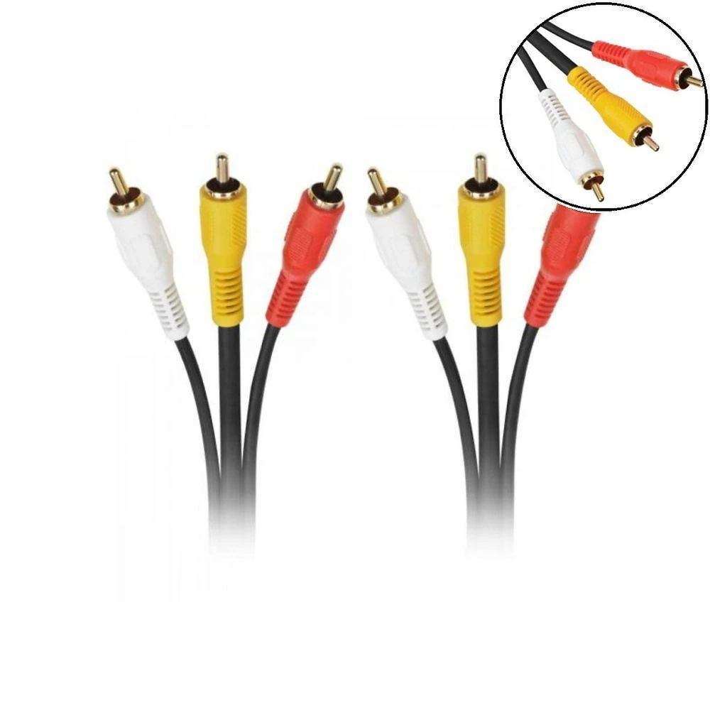 Cabo 3 Rca Macho X 3 Rca Macho Com Coaxial 1,8m Preto Storm