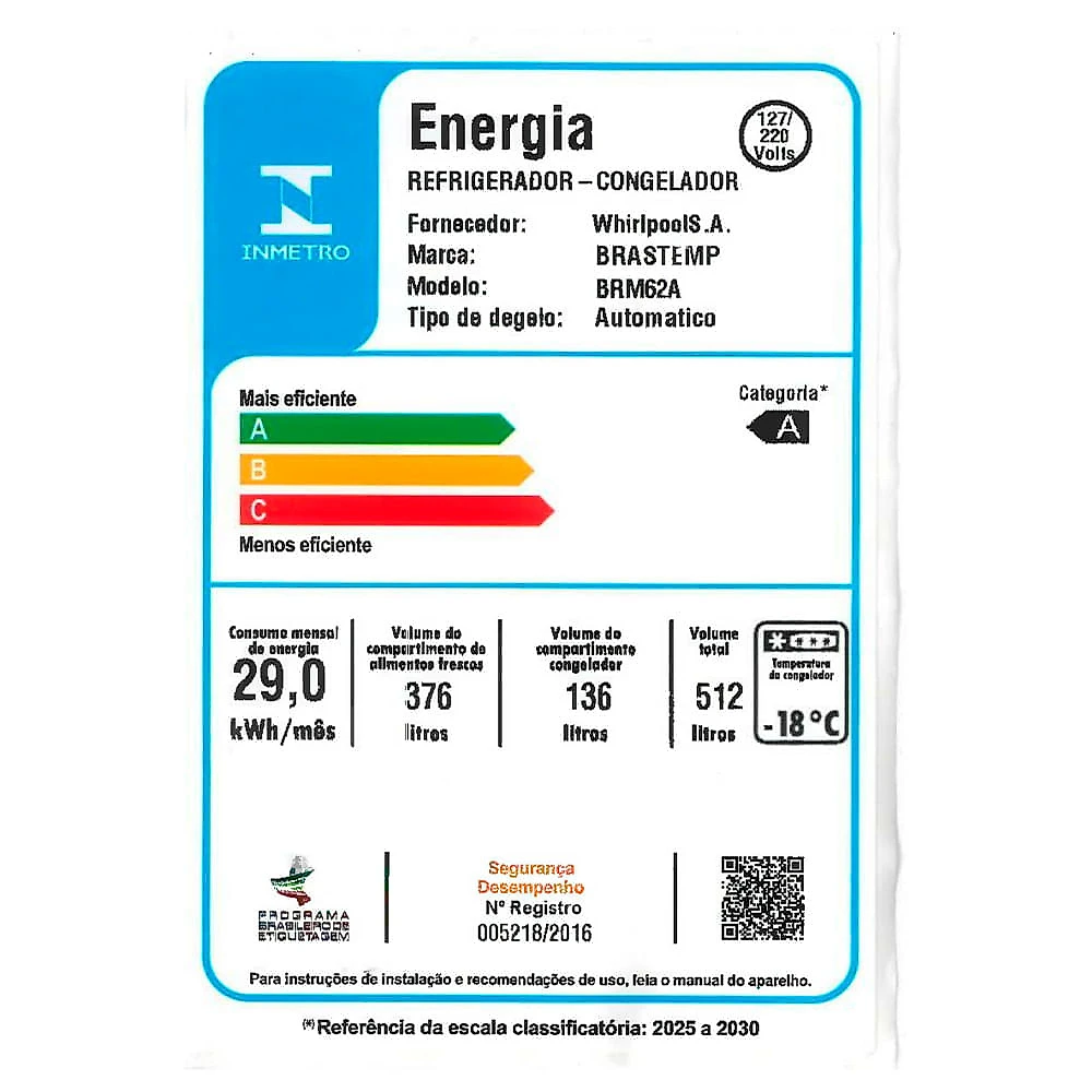 Refrigerador Brastemp de 02 Portas Frost Free 512L Classe A Inteligente com Fresh Space Preto - BRM62AE Bivolt