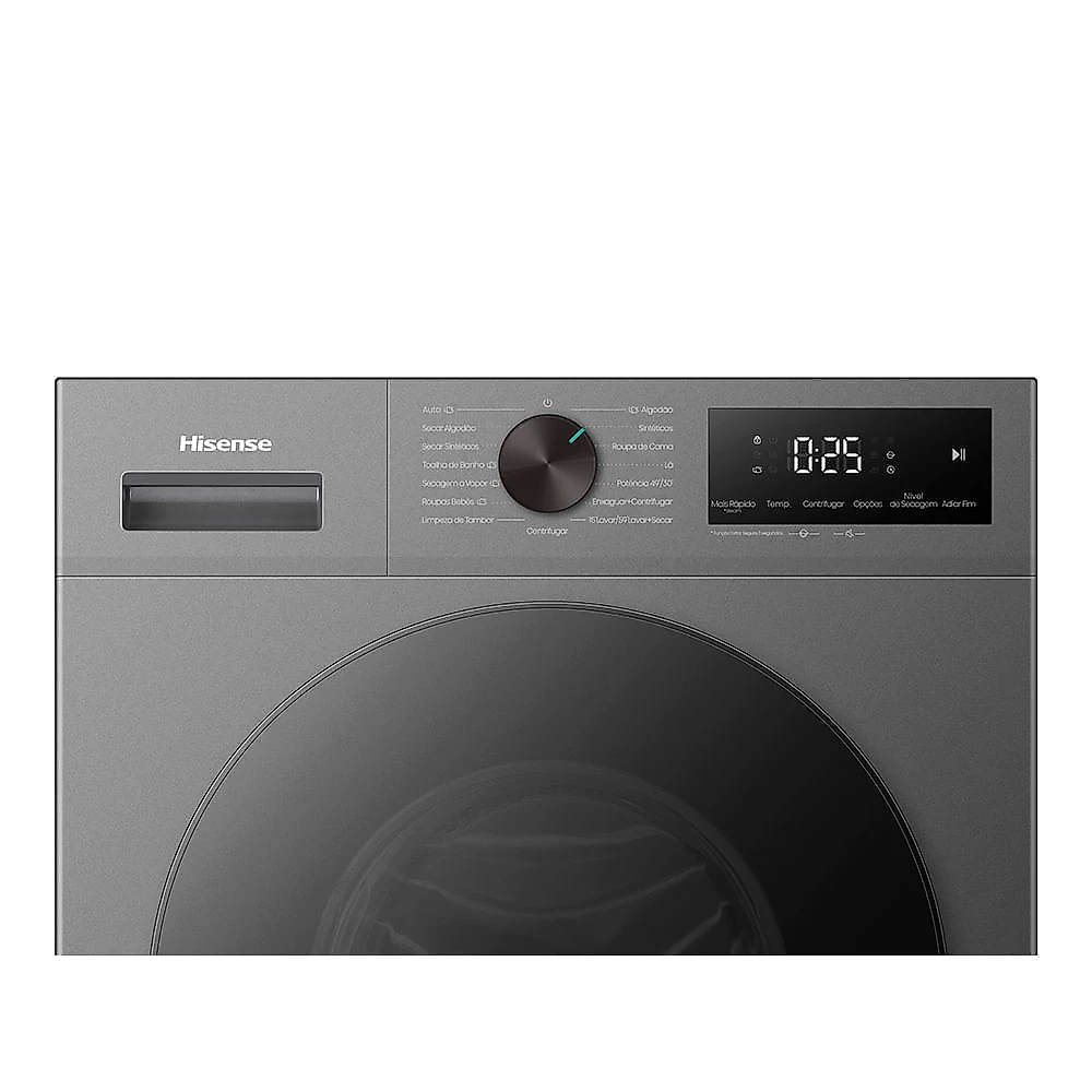 Lava e Seca 11kg Hisense 1i Inverter, Capacidade de Secagem de 7kg, Compacta Fit e Função Steam, Titanium - WD1i1141BT 110