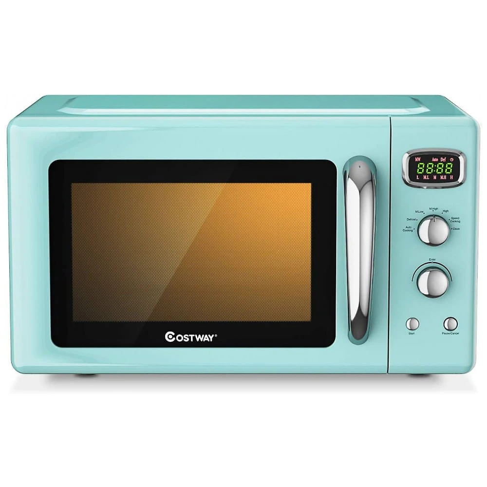 Micro Ondas Retrô de Bancada SIMOE com 5 Configurações 900W, Menta, 110v, COSTWAY, Verde