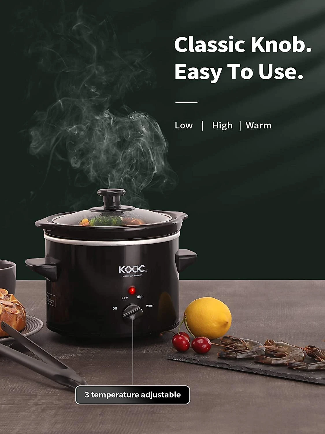 KOOC Panela Elétrica Multifuncional 18L Aço Inoxidável 15 0W110V Preto