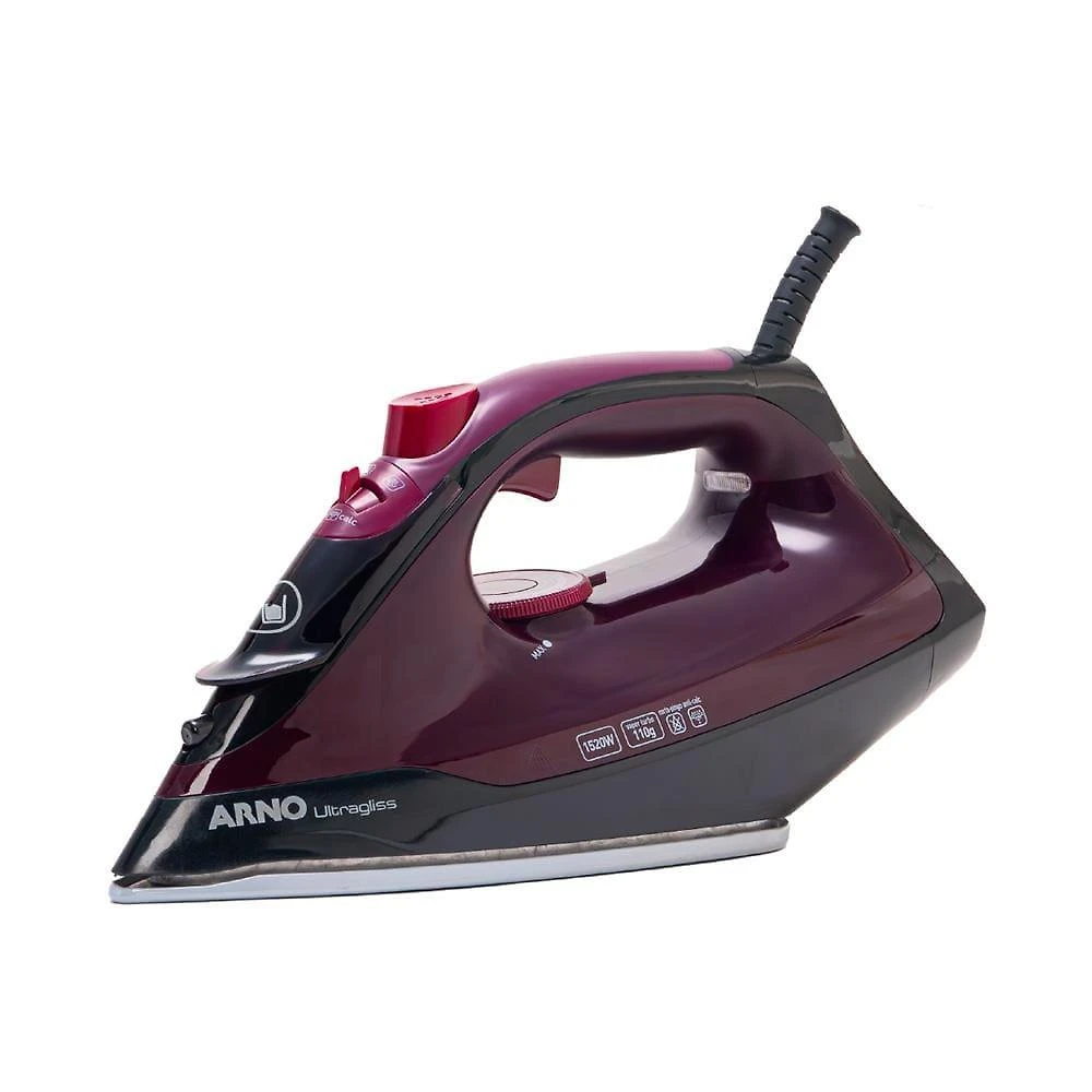 Ferro de passar a vapor arno ultragliss com spray e base durilium airglide - vinho