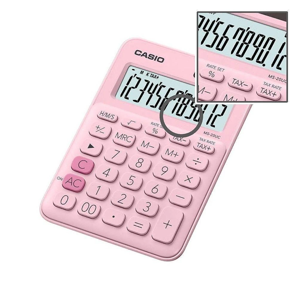 Calculadora de Mesa Casio MS-20UC-PK-W-DC 12 Dígitos Rosa