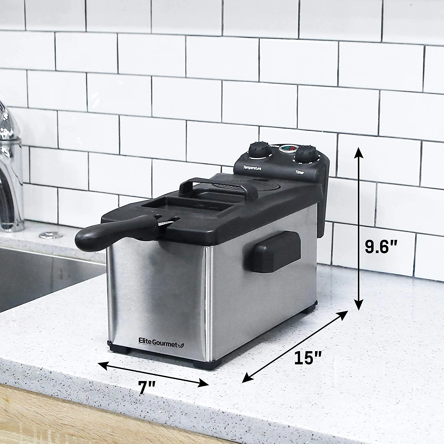 Elite Gourmet EDF3500 Fritadeira Elétrica Industrial a Óleo 3 5L com Controle de Temperatura 110V Aço Inox