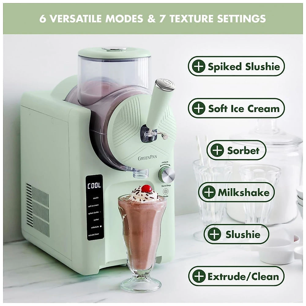 Máquina de Sorvete e Bebidas Geladas GreenPan Frost, Soft Serve, Frozen, Sorbet, Milkshakes, Coquetéis, Sem a Necessidade de Congelador, 7 Texturas