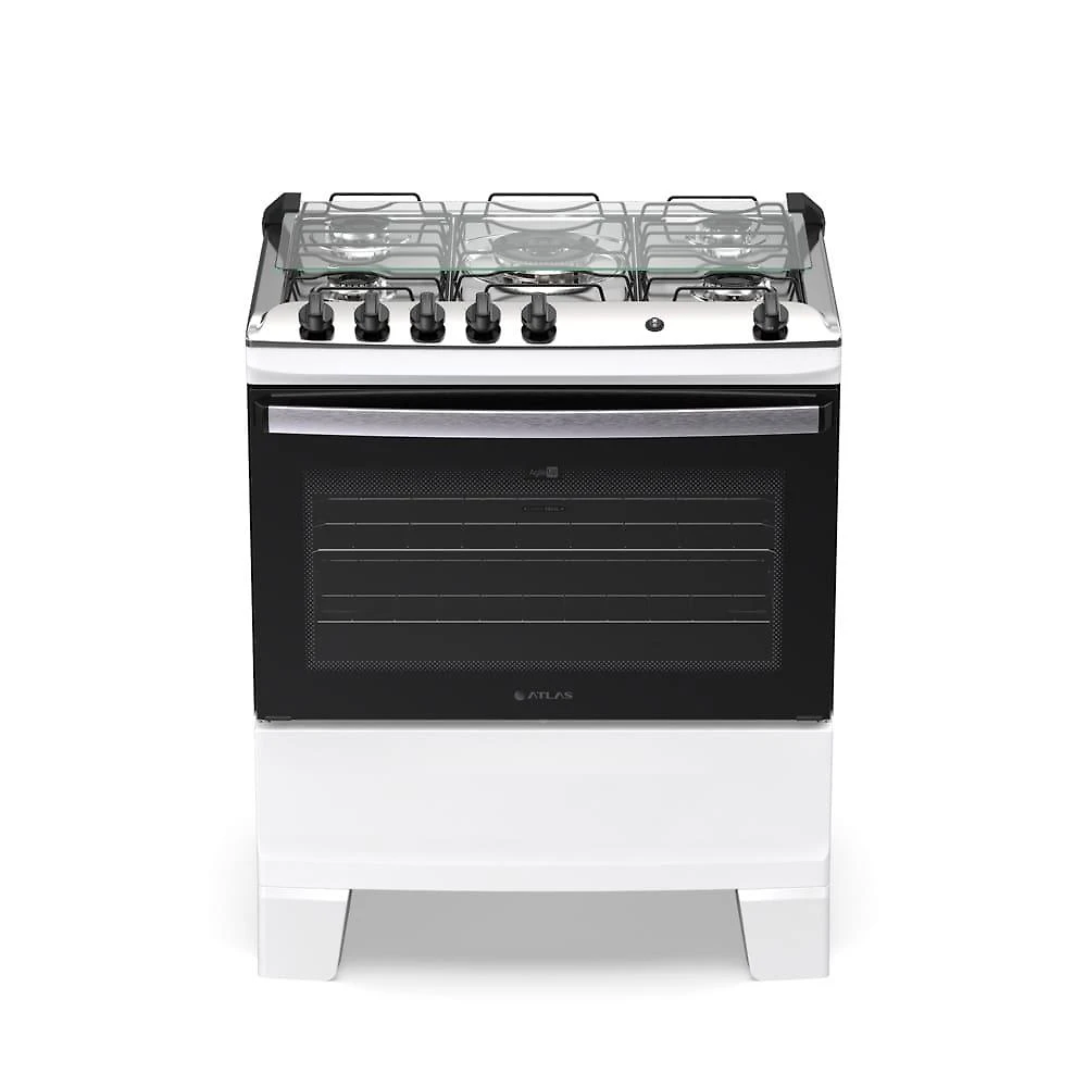 Fogão atlas agile up 5 bocas com mesa inox tripla chama e acendimento automático bivolt branco