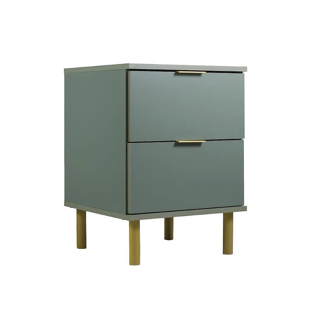 Conjunto de Quarto com Cômoda e Mesa de Cabeceira Dm242+dm125 4 Gavetas Verde Ditália Móveis