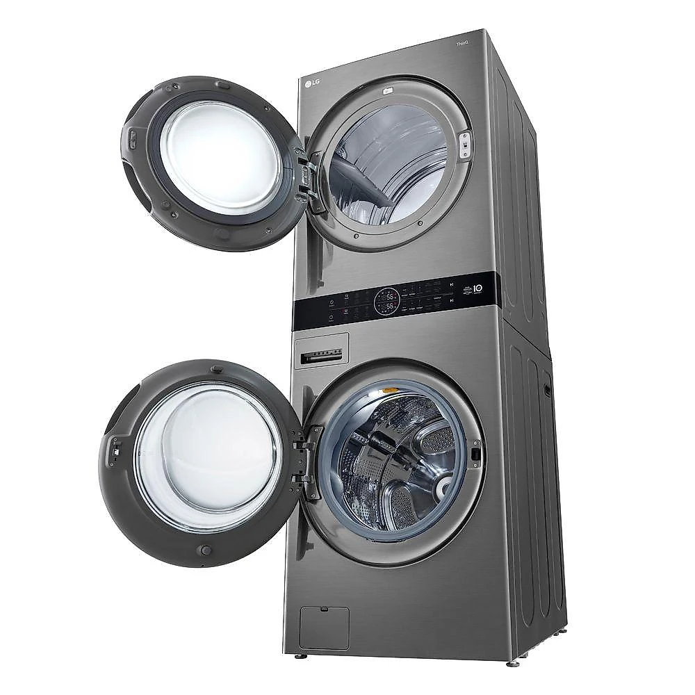 Lava e Seca Smart LG WashTower™ 17kg Aço Escovado com Inteligência Artificial AIDD™ WK17VS6A 220V