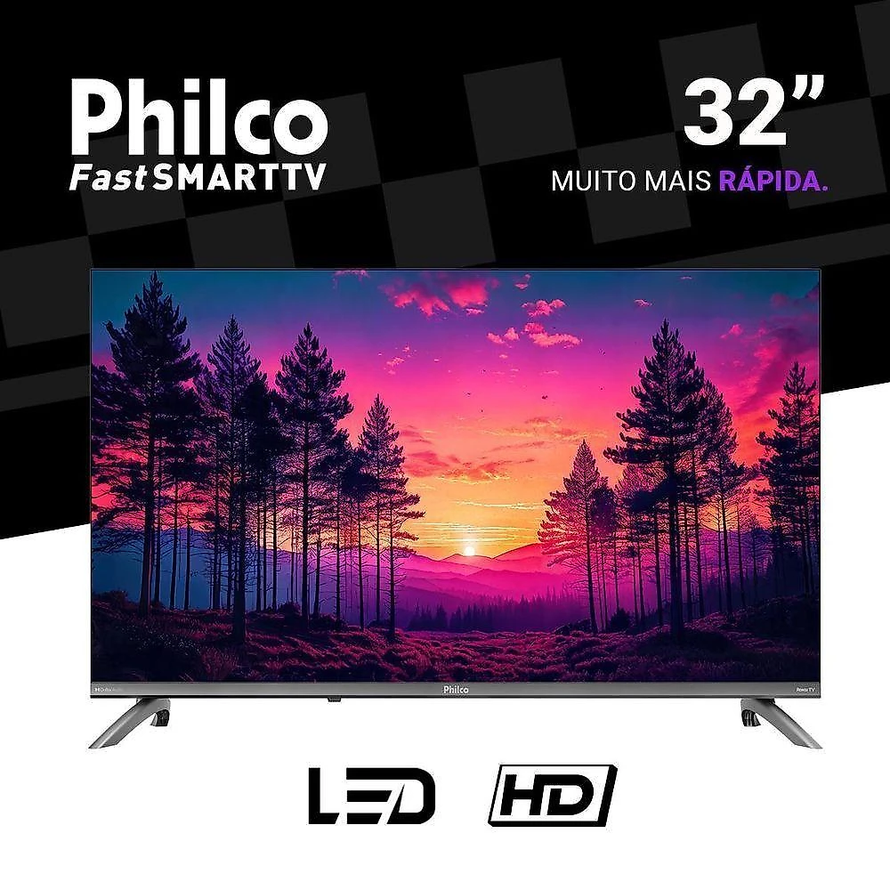 Smart TV Philco P32CRB 32" HD DLED Cinza Roku TV Dolby Audio HDR10 Bivolt