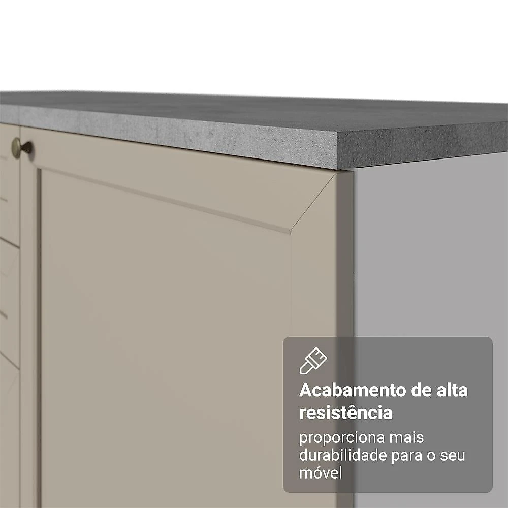 Armário de Cozinha Completa 280 cm Branco/Crema Vik Madesa 01