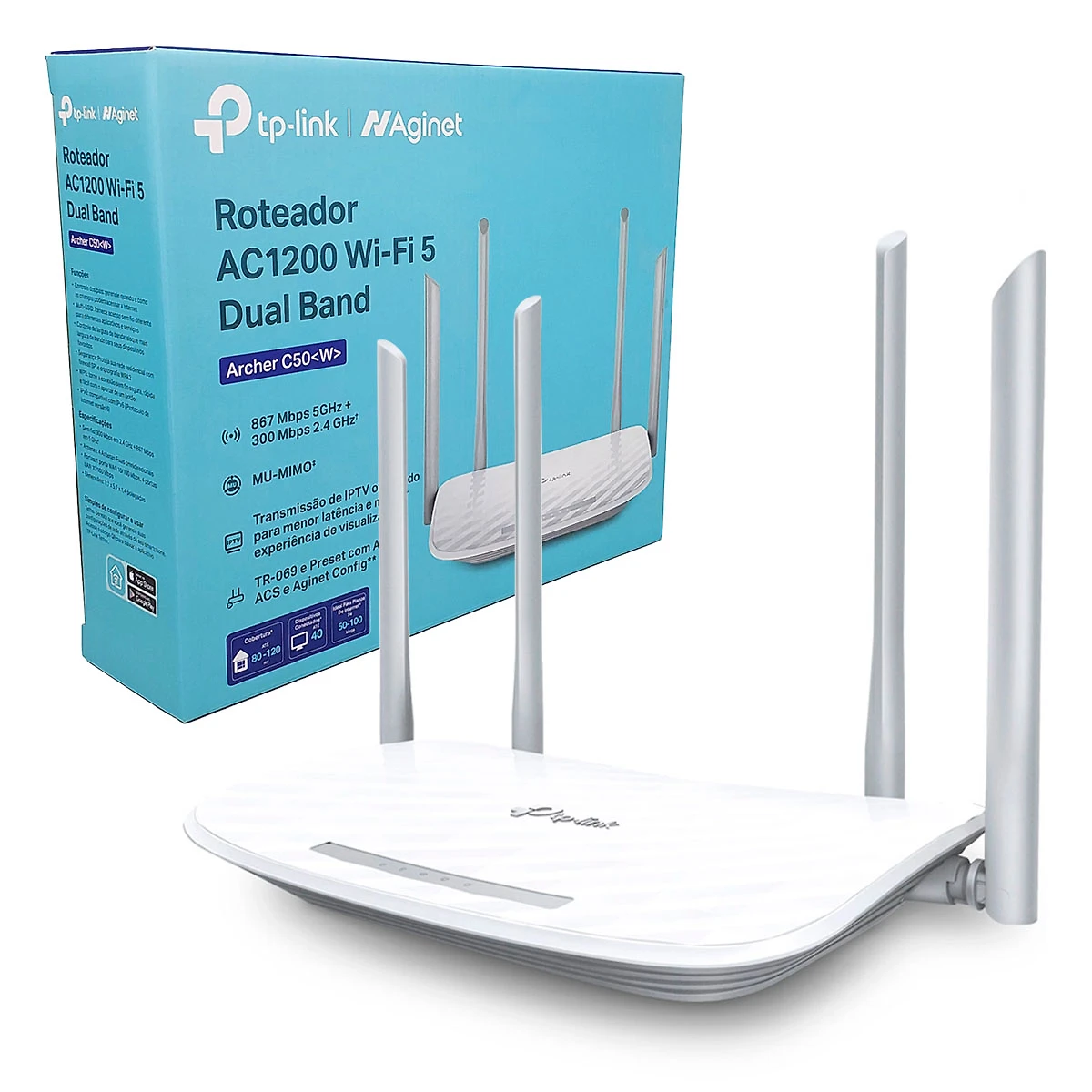 Miniatura Roteador TP-Link Archer C50 W, Dual Band (2.4GHz/5GHz), AC1200, 4 Antenas, MU-MIMO, IPv6, Branco