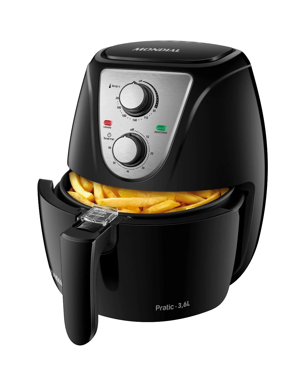 Fritadeira Elétrica Air Fryer Mondial Pratic AF-36-BI 3,6L Inox/Preta - 110V