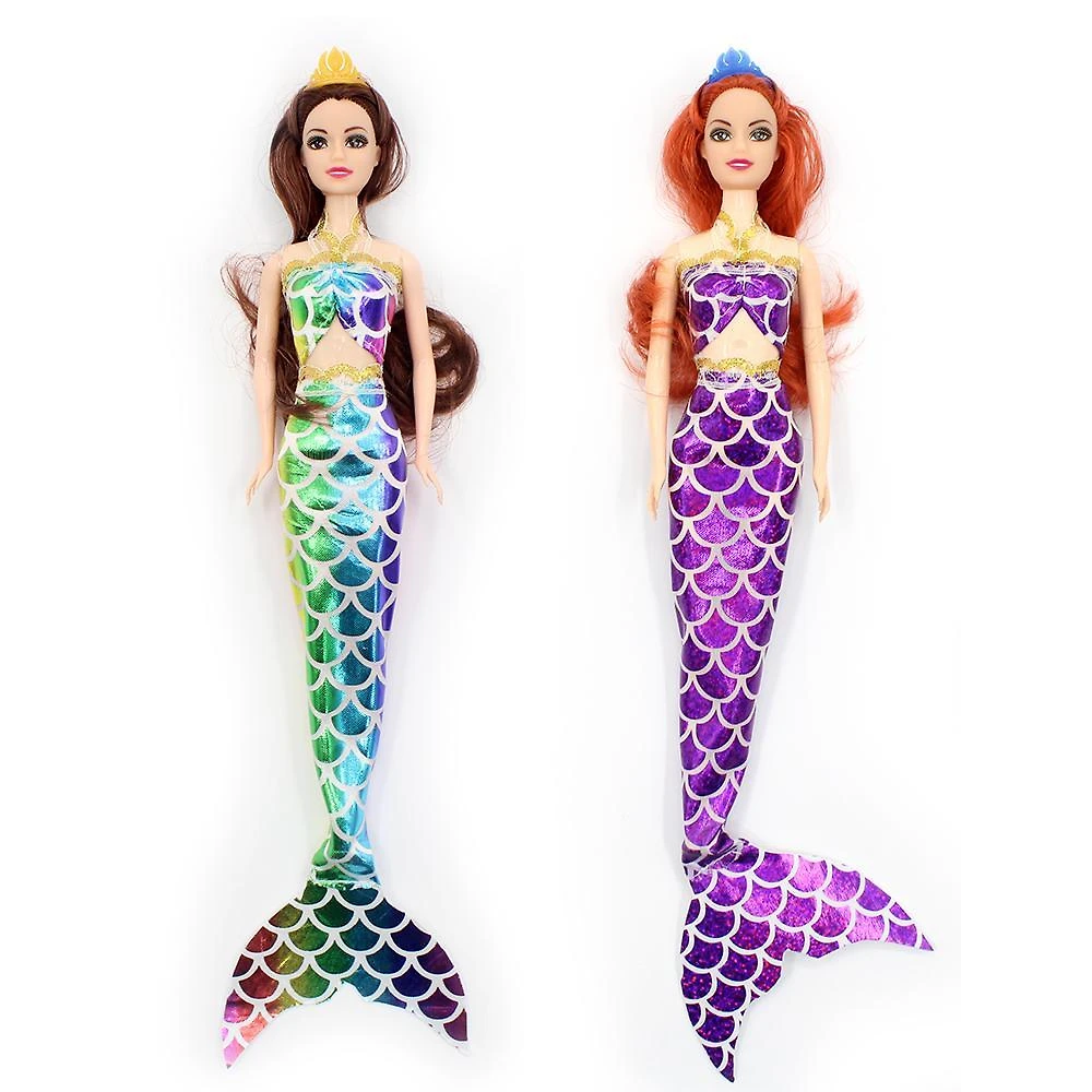 Kit c/ 2 bonecas dream doll  sereia - colorida + roxa