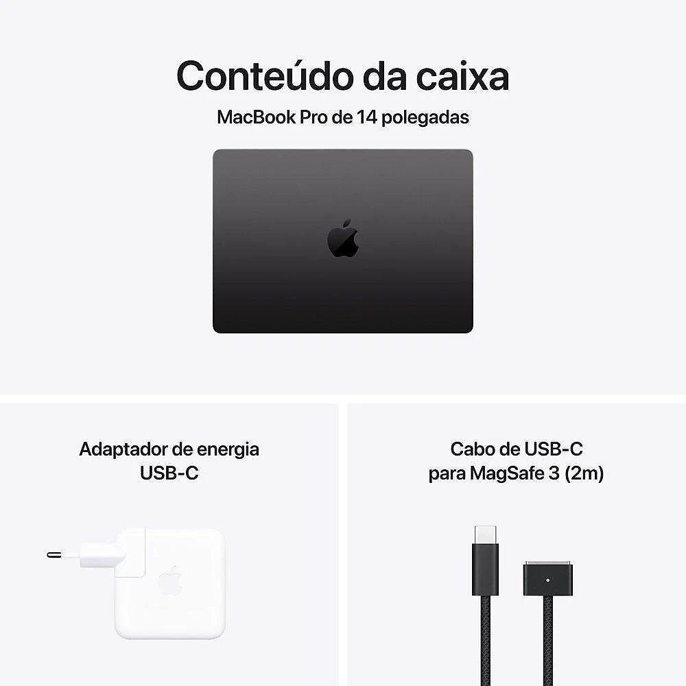 MacBook Pro de 14", M5, CPU de 10 núcleos, GPU de 10 núcleos, 24GB RAM, SSD 1TB, Preto-Espacial - MDE34BZ/A