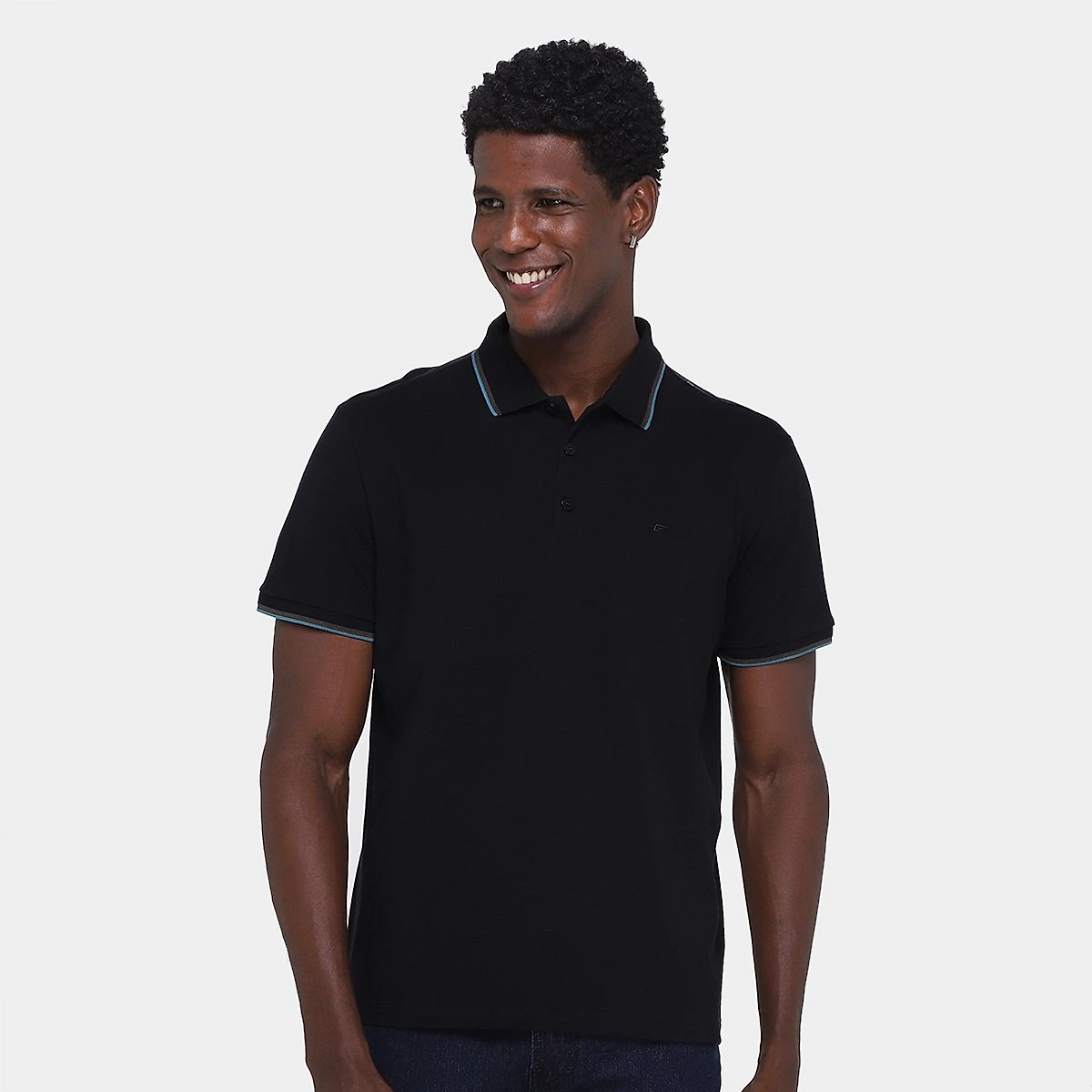 Miniatura Camisa Polo Ellus Masculina Preto+Azul - G