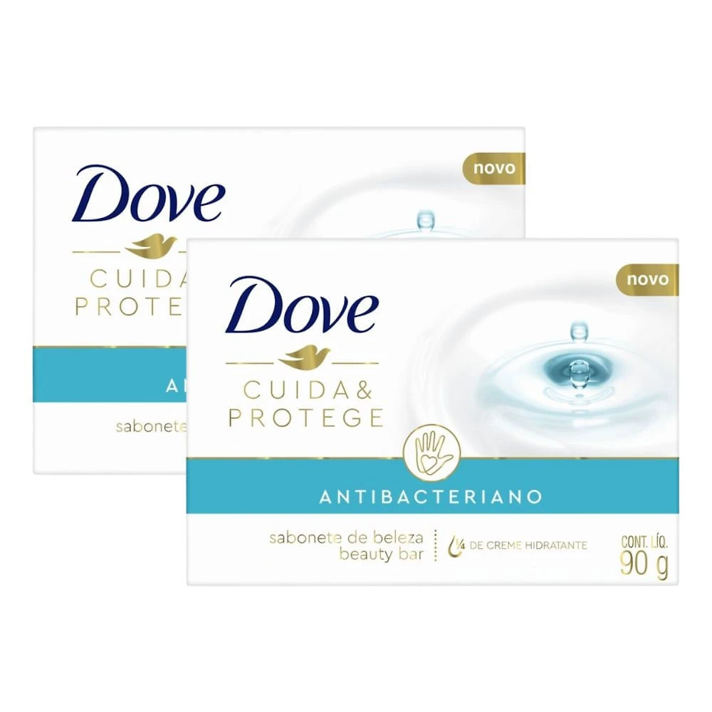 Kit 2 Sabonete em Barra Dove Antibacteriano Cuida e Protege 90g